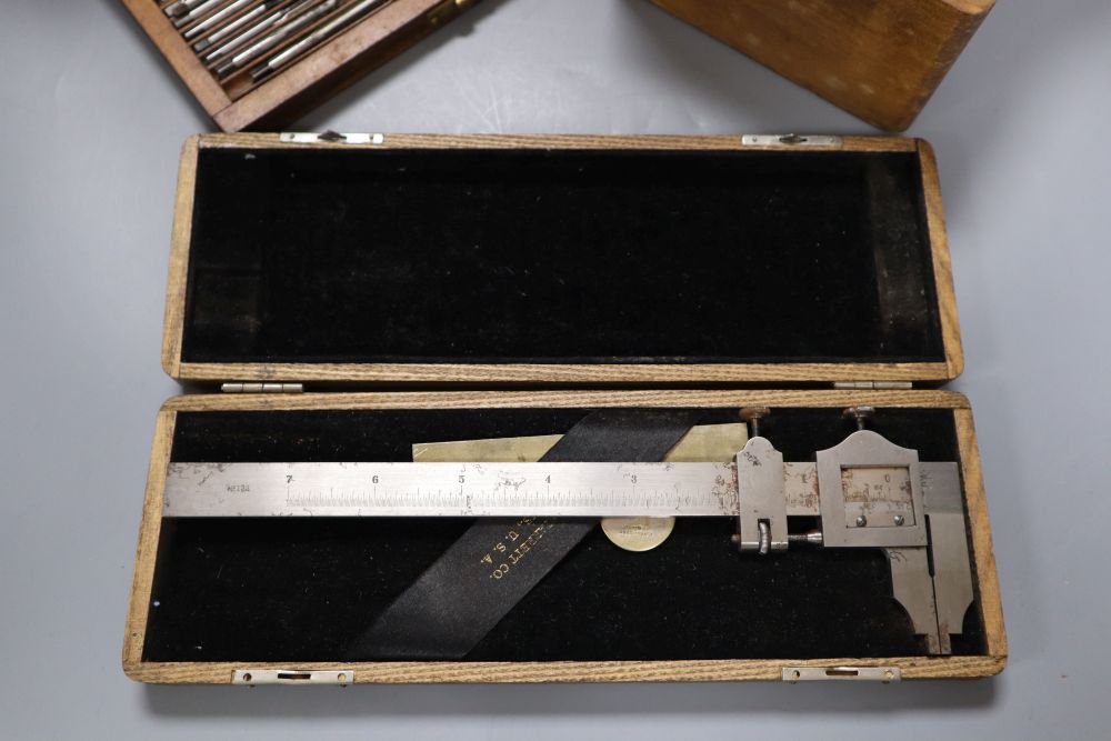 Watchmakers tools, three cased sets including Pratt & Whitney